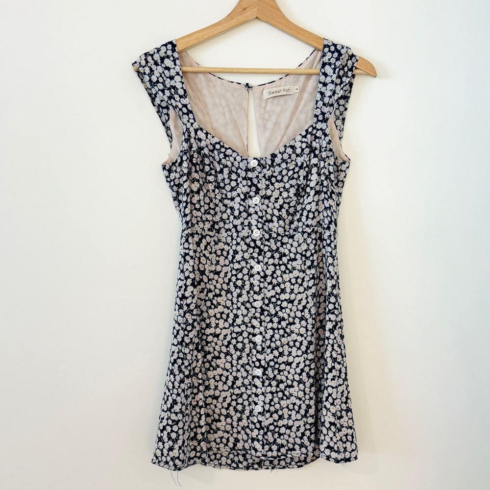 Floral Blue and White Dress